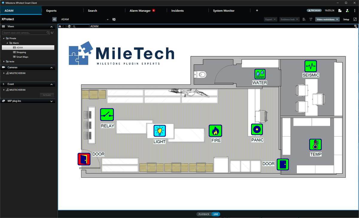 Door left open triggers an alarm on the Smart Client map