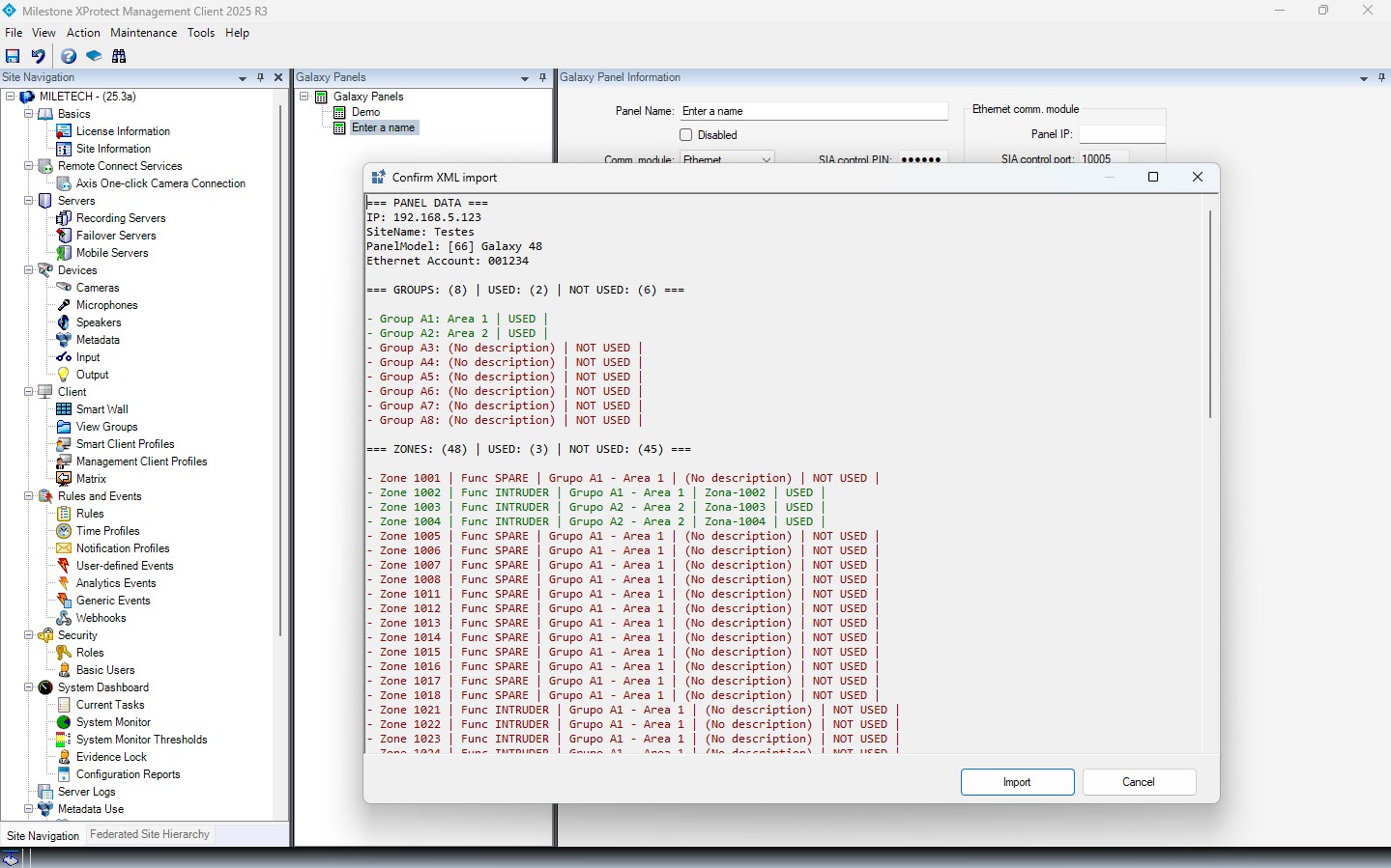 Auto-import panel configuration wizard