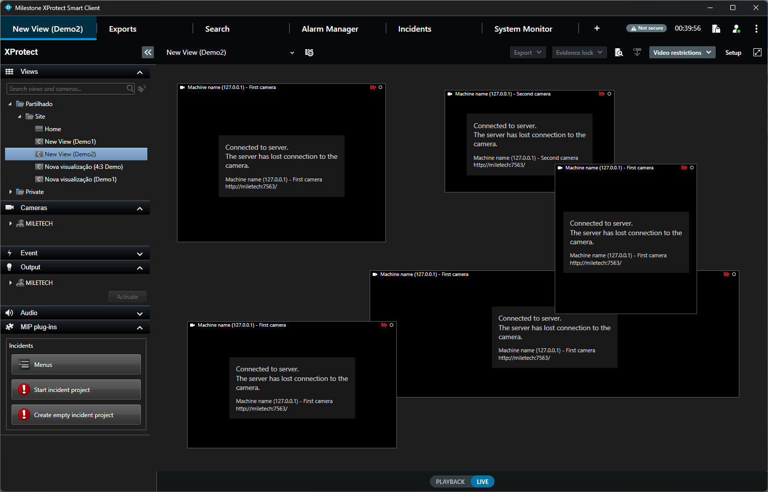 Smart Client, live view with free-form layout